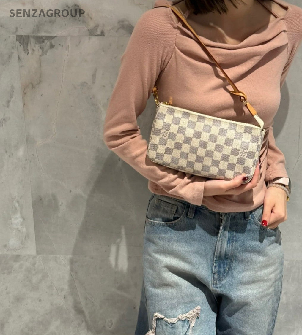 Louis Vuitton Pochette Accessoires Damier Ebene Shoulder Handbag Brand NEW