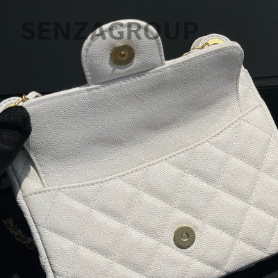 Chanel White Calfskin Chain Shoulder Crossbody Bag - Fashion Women