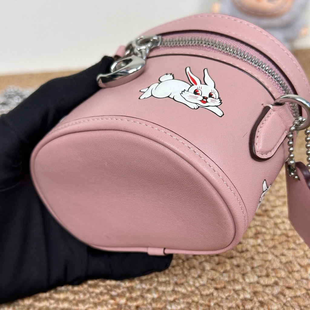 Coach Pink White Rabbit Swinger Mini Box Bag For Women