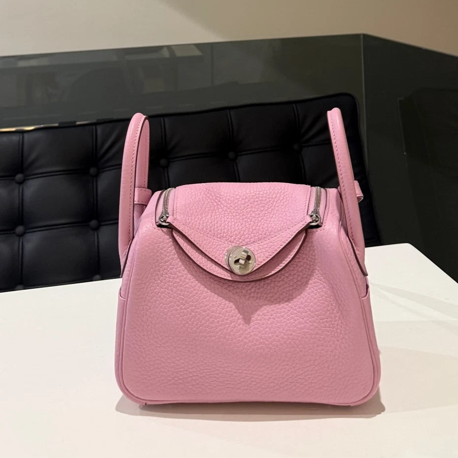 Hermès Mini Lindy Bag Pink Silver Hardware - Classic Women's Handbag