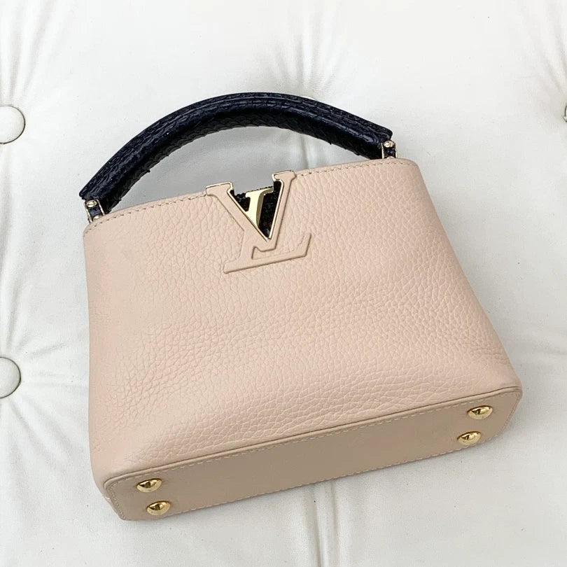 Louis Vuitton Capucines Mini Calfskin Top Handle Crossbody Bag Beige Women S