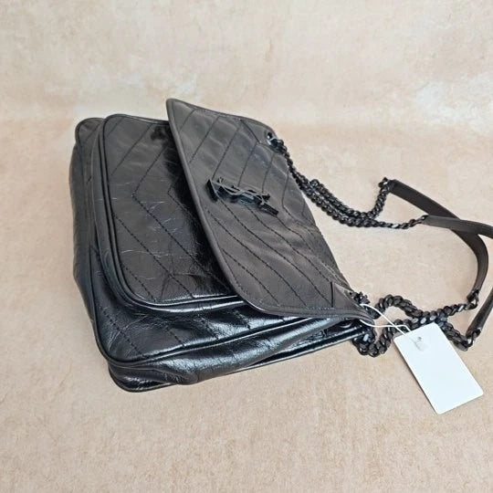 YSL Niki Medium soBlack Leather Crossbody Shoulder Bag For Women