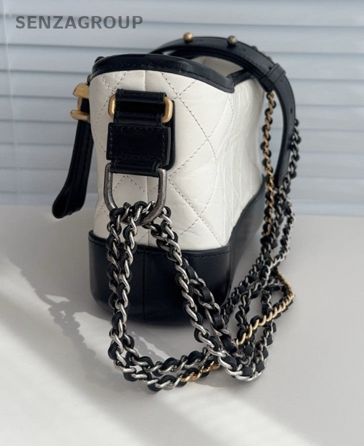 CHANEL Gabrielle PM Chain Strap Shoulder bag Women Black White