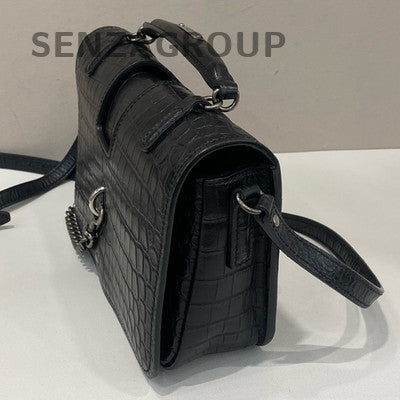 Saint Laurent Black Silver Hardware Messenger Crossbody Bag - Classic & Chic
