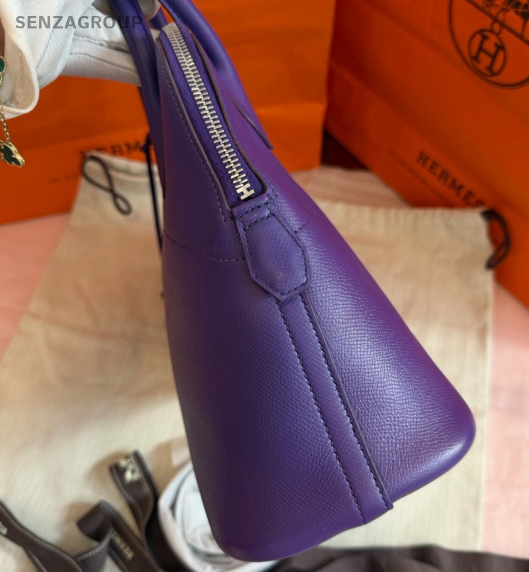 Hermes Bolide31 Top Handle Bag Shoulder Bag Crossbody Purple Silver Women