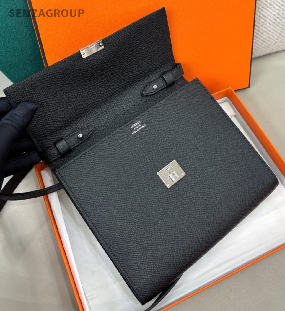 Hermes Clic16 Epsom Black Silver Crossbody Women Classic Fashion