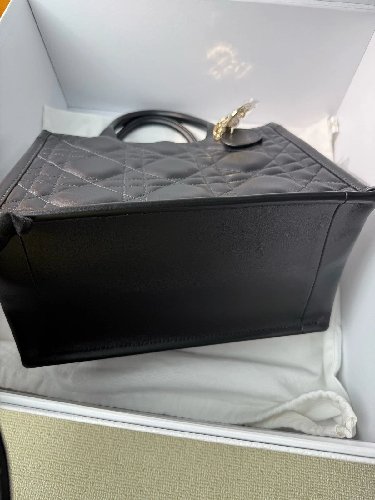 Dior Full Leather Black Gold Small Tote Bag For Women