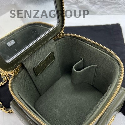 Chanel 22K Duma Mini Cargo Olive Green Box Chain Crossbody Bag Women Classic