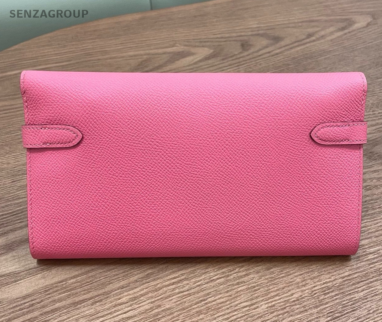Hermes Kelly Long Wallet Epsom Pink Gold Women Classic Fashion