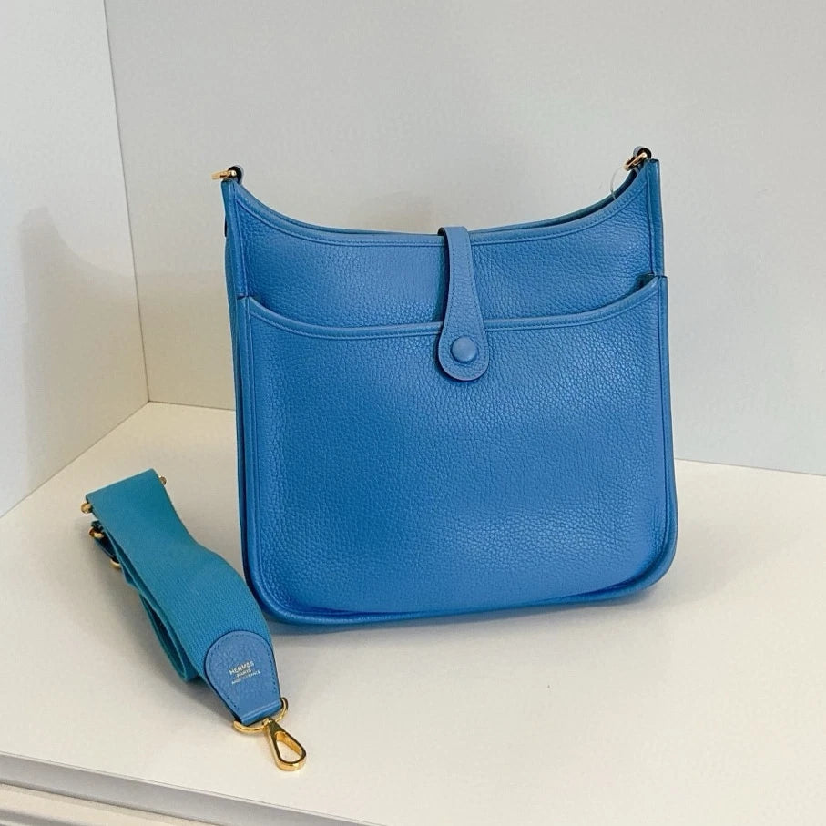 Hermes Evelyne29 Shoulder Crossbody Blue Gold Used Women Classic