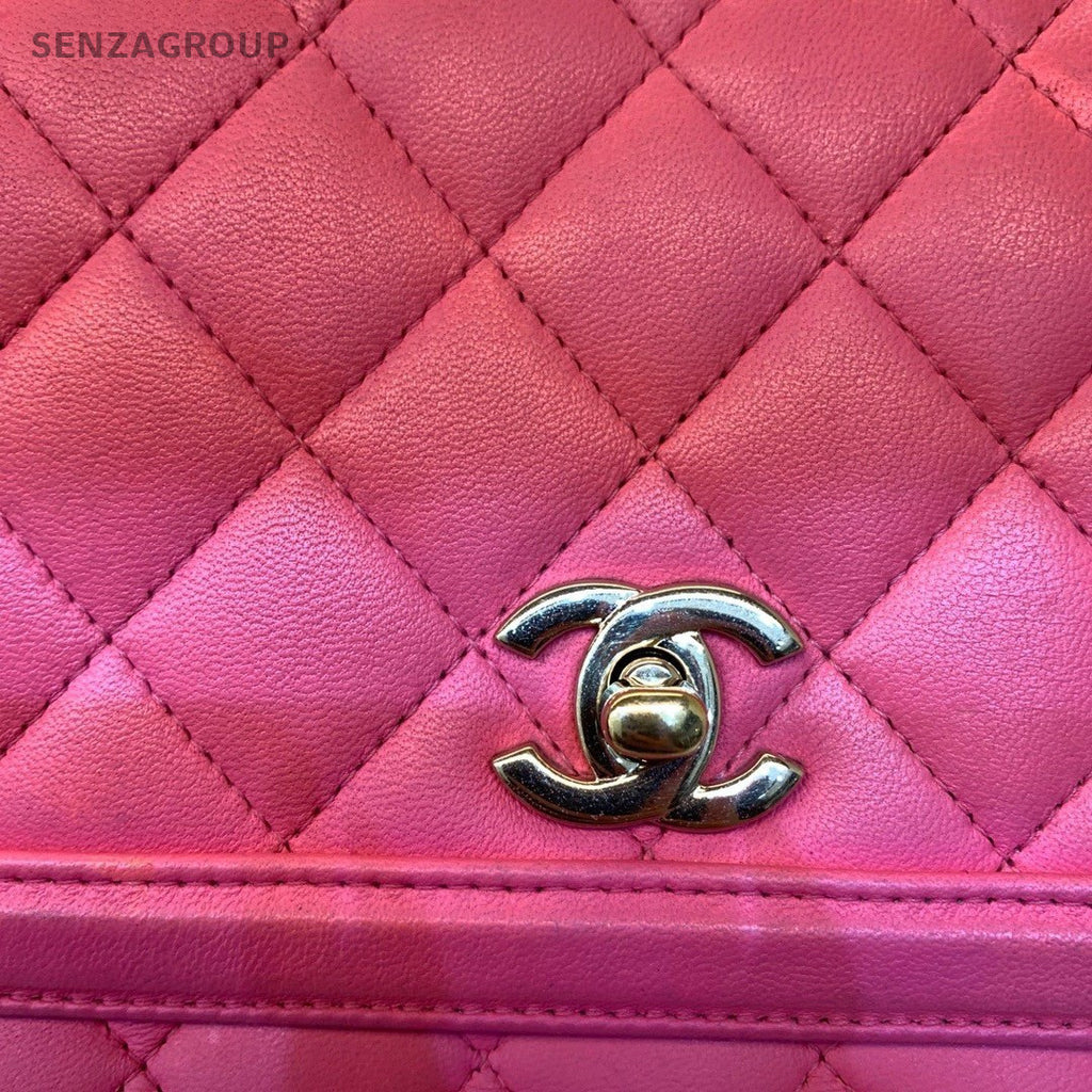 CHANEL Peach pink Lambskin Flap Shoulder bag Crossbody