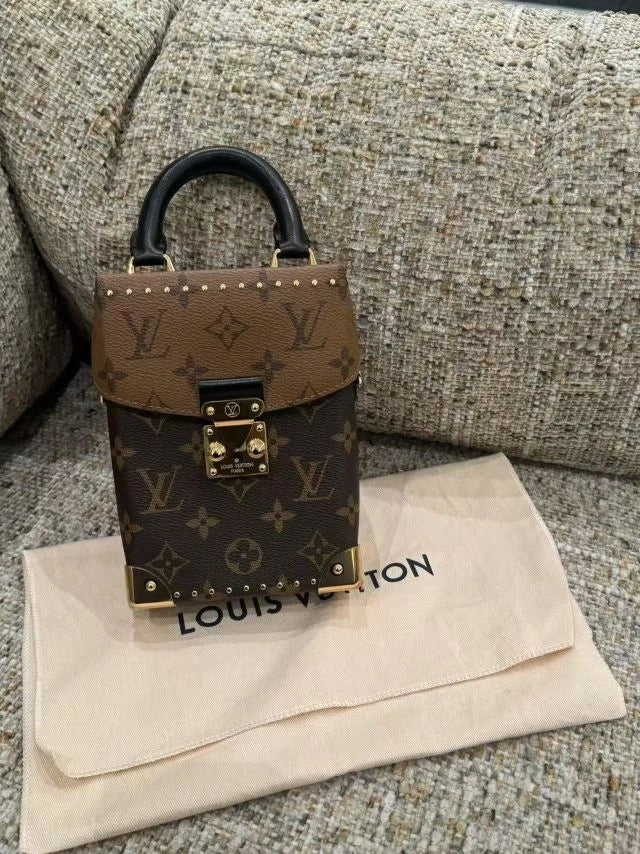 Louis Vuitton Brown Leather Camera Box Crossbody Bag For Women