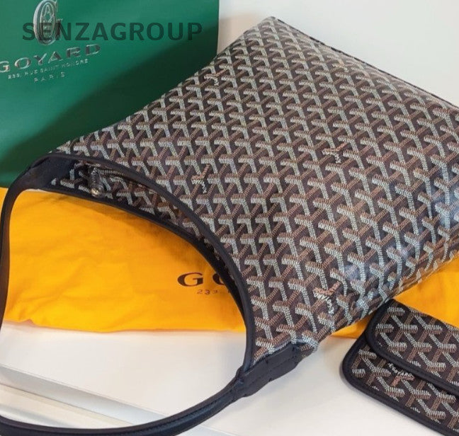 Goyard Boheme Hobo Shoulder Bag Black Silver Women Classic