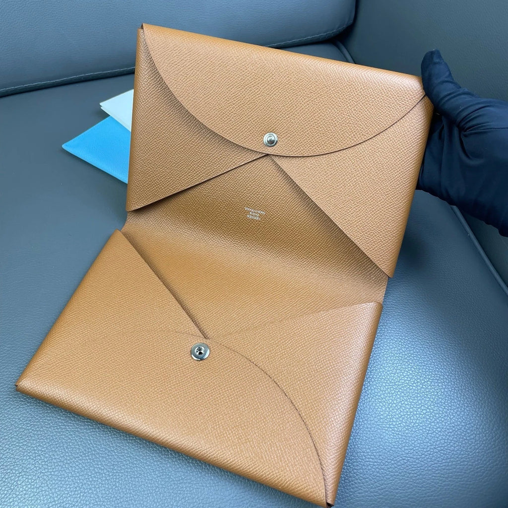 Hermes Calvi Epsom Leather Folded Clutch Bag For Women