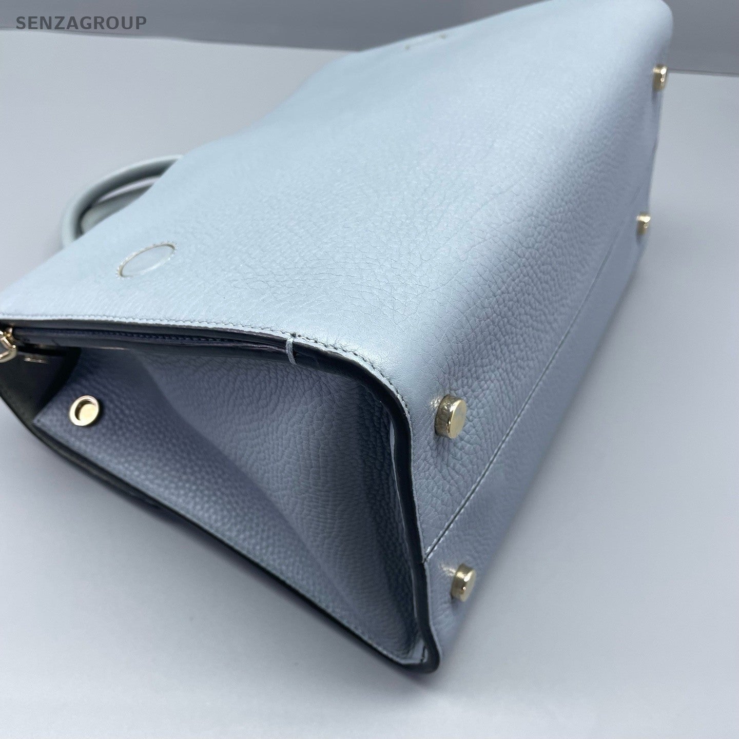 Christian Dior D-Shield Tote Top Handle Shoulder Crossbody Bag Dusty Blue Women