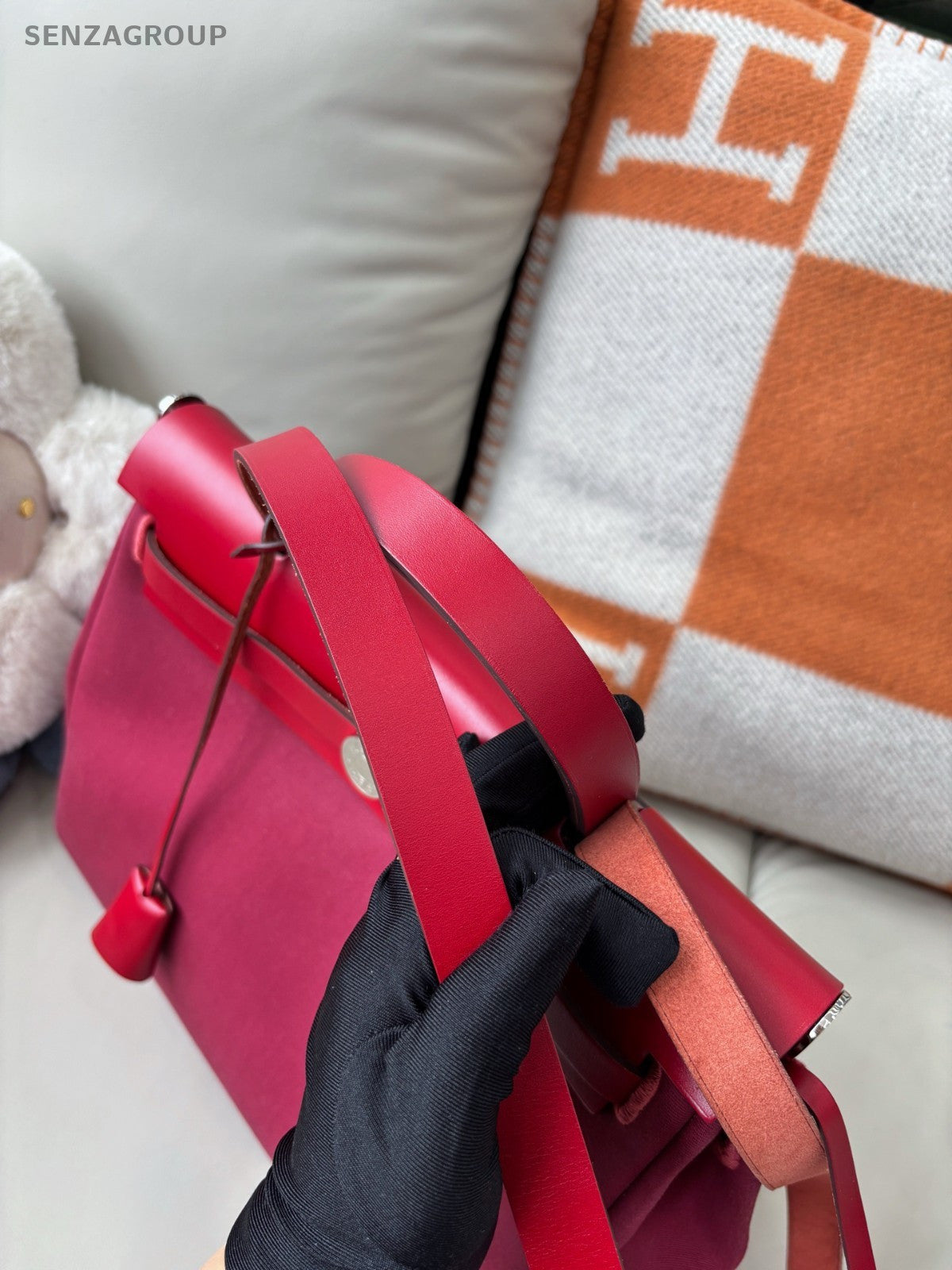 Hermes herbag31 Top Handle Shoulder Crossbody Bag Red Women