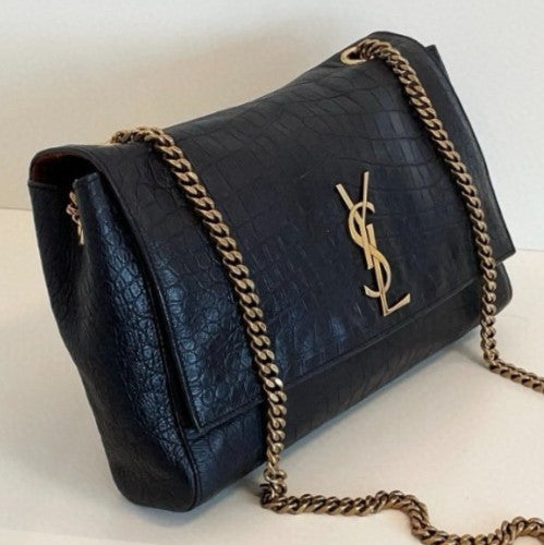 Saint Laurent Kate Double-Sided Chain Shoulder Bag Black Red Used Women Classic