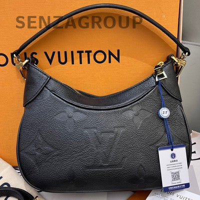 Louis Vuitton Black Leather Croissant Moon Bag Women's Shoulder Crossbody