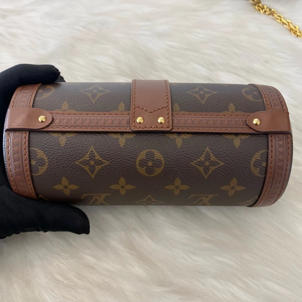 Louis Vuitton Papillon Monogram Brown Gold Buckle Crossbody Bag Women Classic