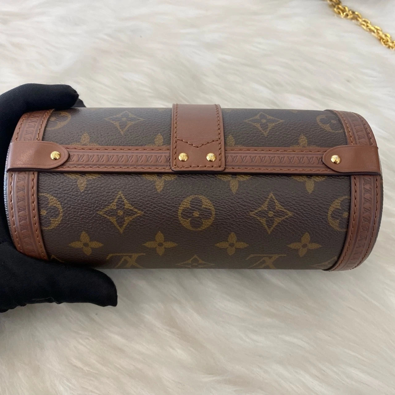 Louis Vuitton Papillon Monogram Brown Gold Buckle Crossbody Bag Women Classic