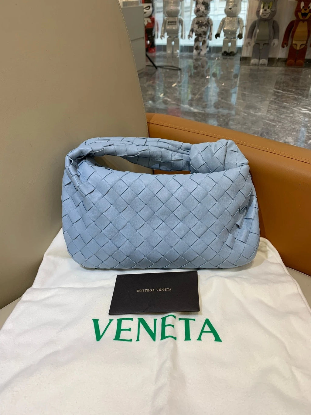 Bottega Veneta Jodie Mini Glacier Blue Leather Handbag For Women