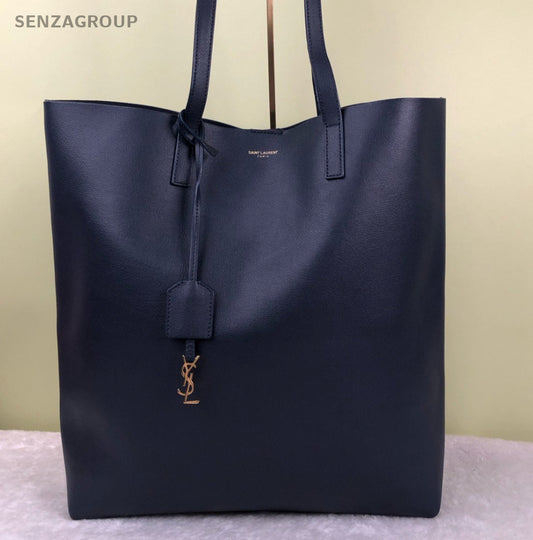 Saint Laurent Tote Shoulder Bag Blue Gold Used Women Classic