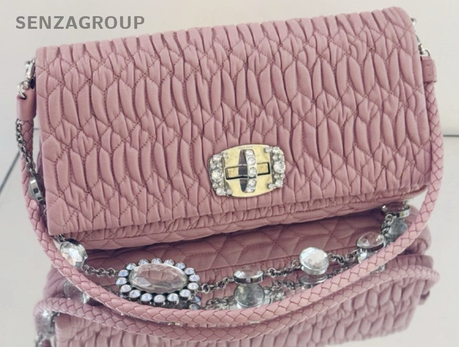 Miu miu GM Full Leather Shoulder Bag Pink Women
