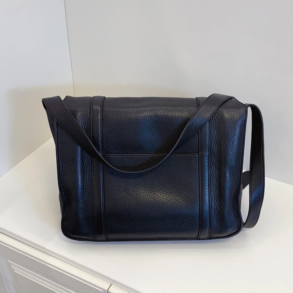 Hermes Steve Messenger Bag Shoulder Crossbody Black Silver Unisex Adults