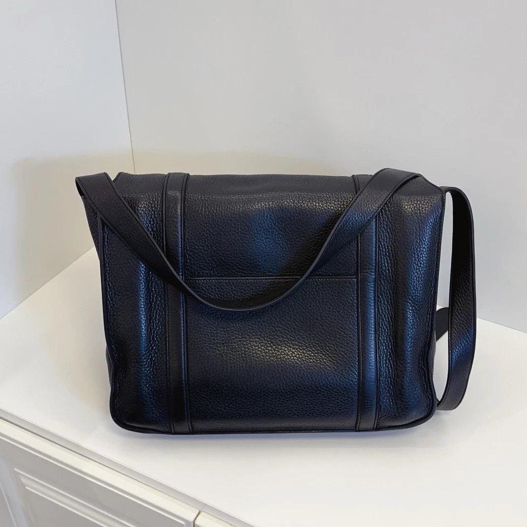 Hermes Steve Messenger Bag Shoulder Crossbody Black Silver Unisex Adults
