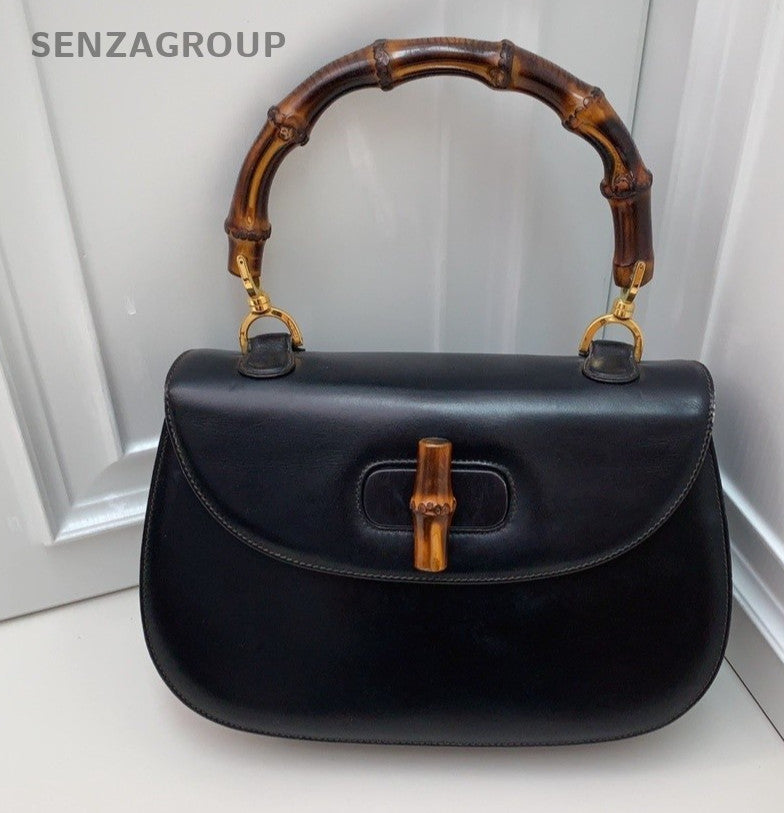 GUCCI Bamboo Top Handle Shoulder Bag Women Black