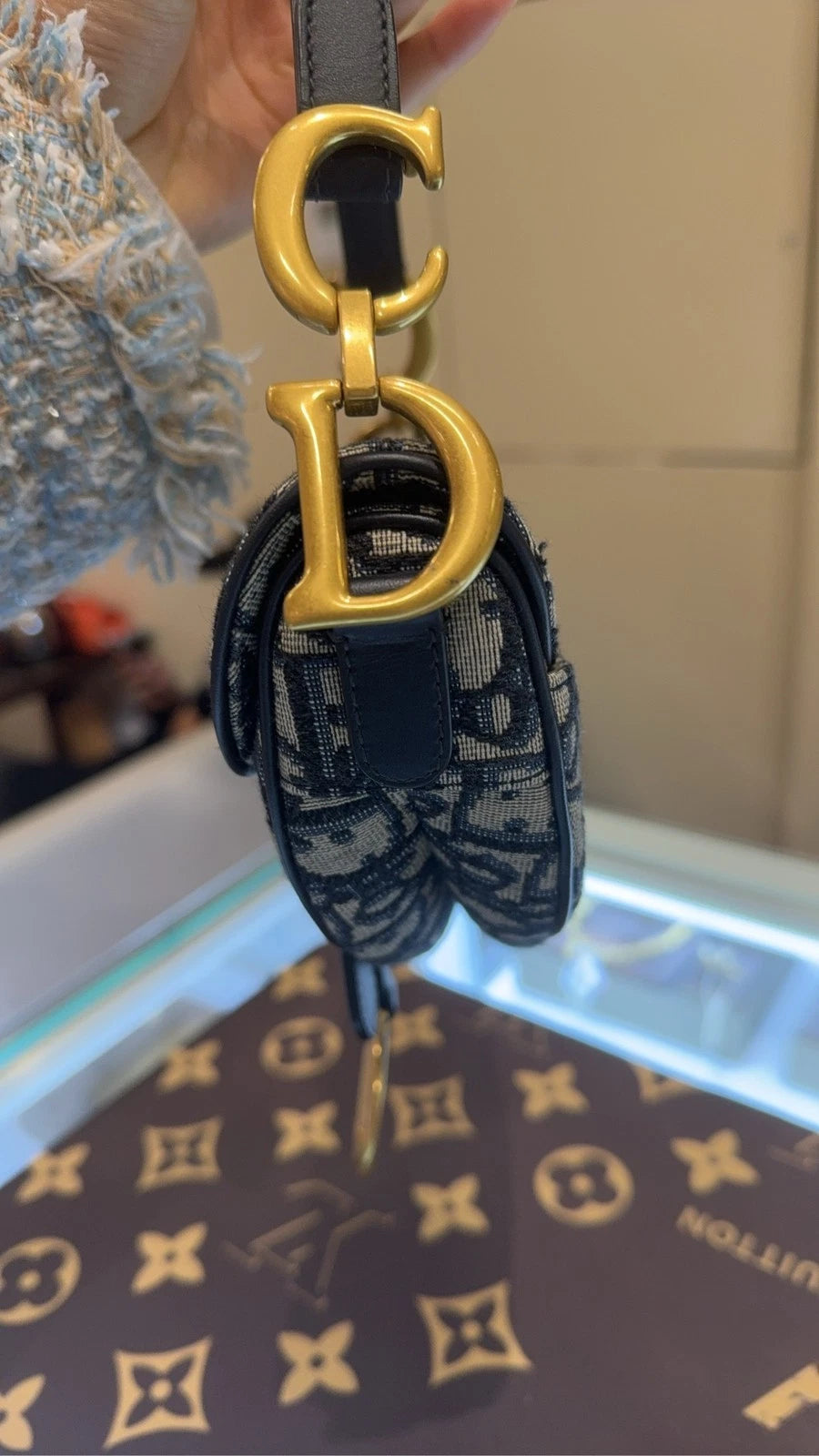Dior Saddle Canvas Shoulder Bag Excellent