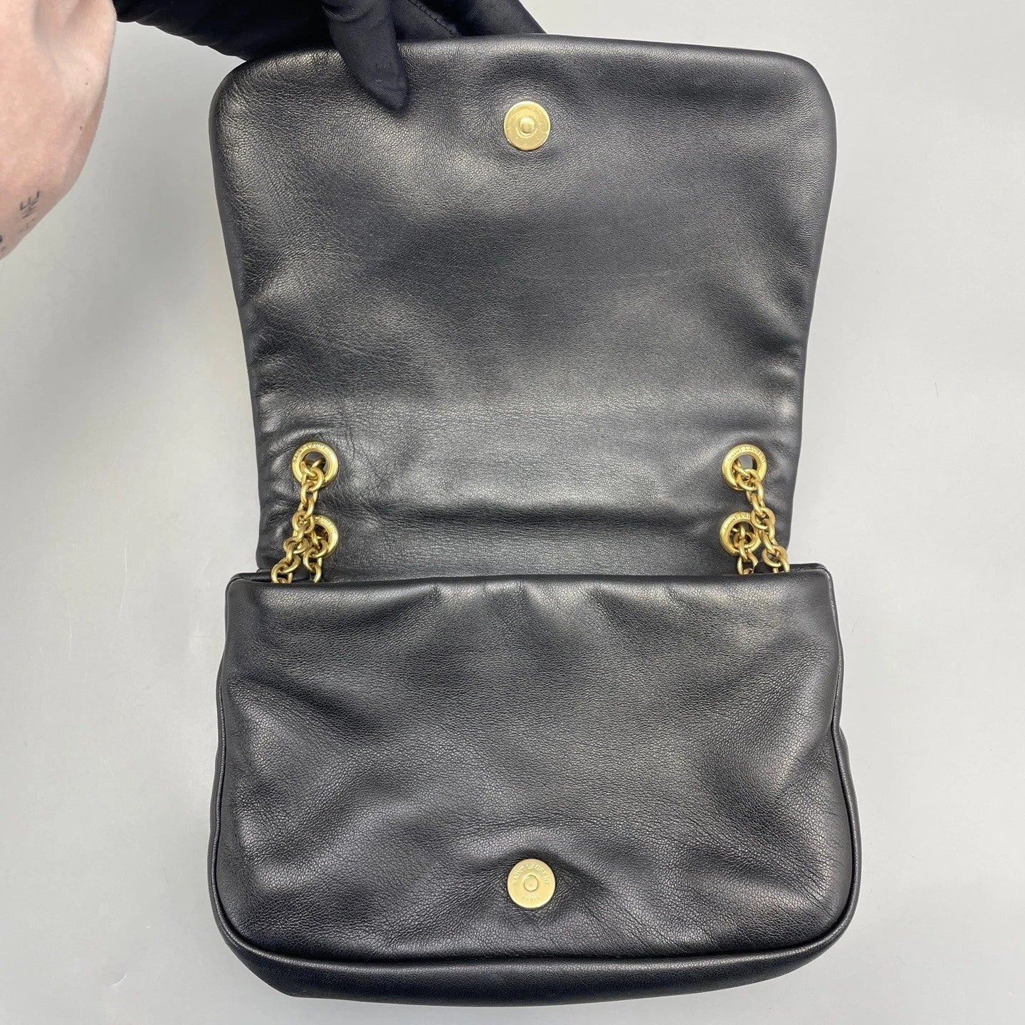 YSL Jamie Lambskin Chain Shoulder Bag Black Gold For Women