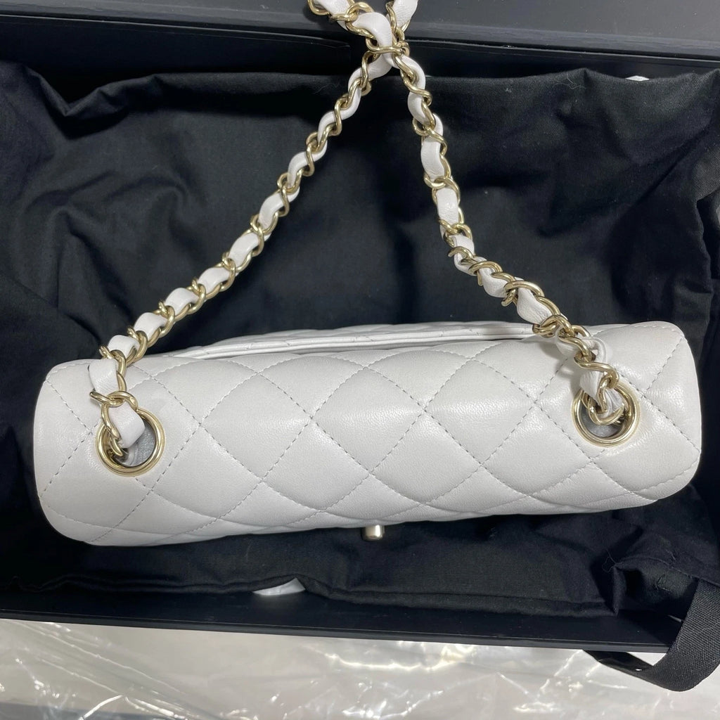 New CHANEL Classic Flap Big Mini Gray Lamskin Shoulder Bag For Women