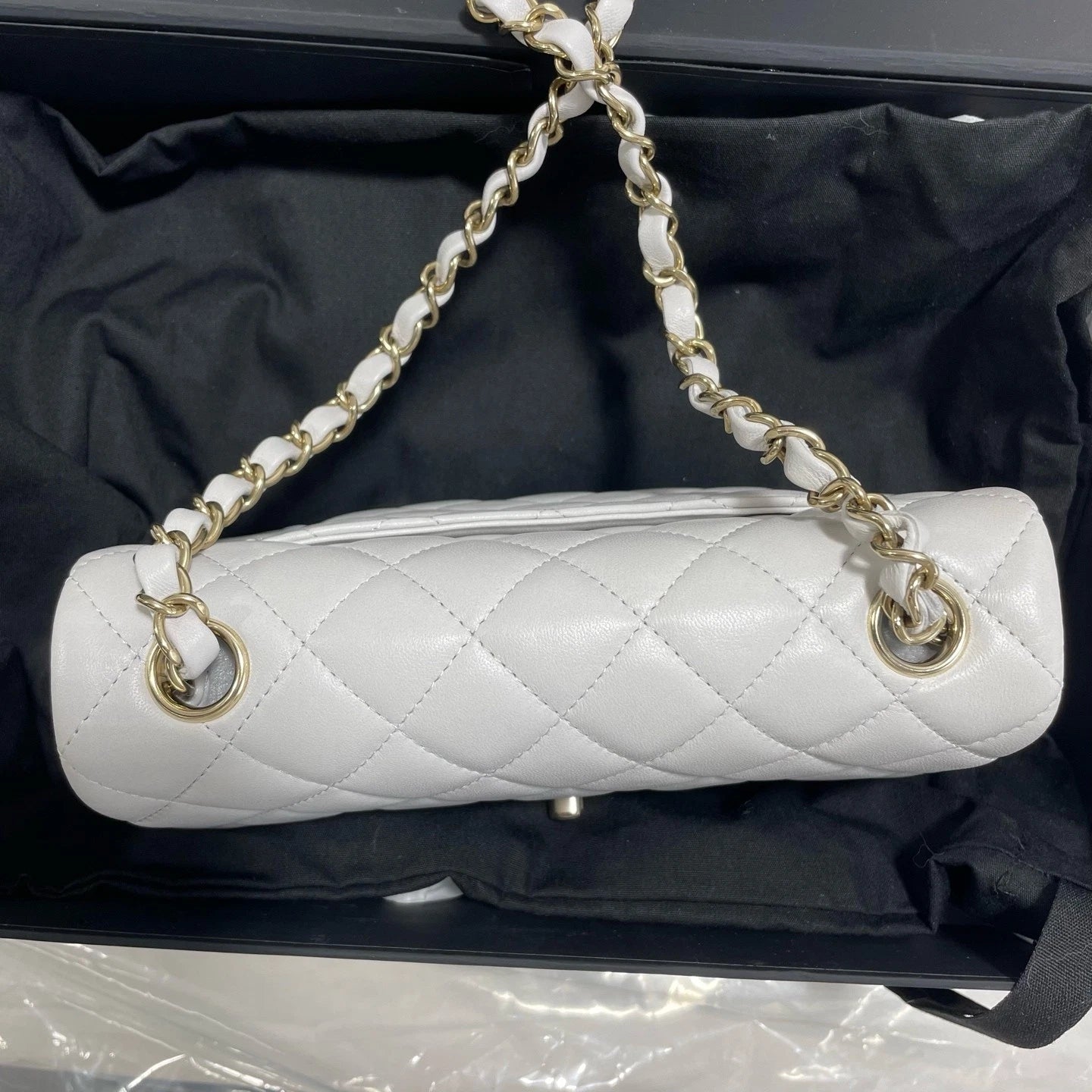 New CHANEL Classic Flap Big Mini Gray Lamskin Shoulder Bag For Women