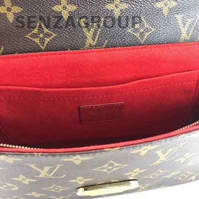 Louis Vuitton Pallas Chain Shoulder Crossbody Bag Red Brown Gold Clasp