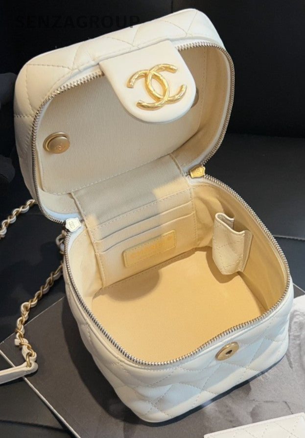 CHANEL 22S Box mini Chain Strap Crossbody bag White Gold Women