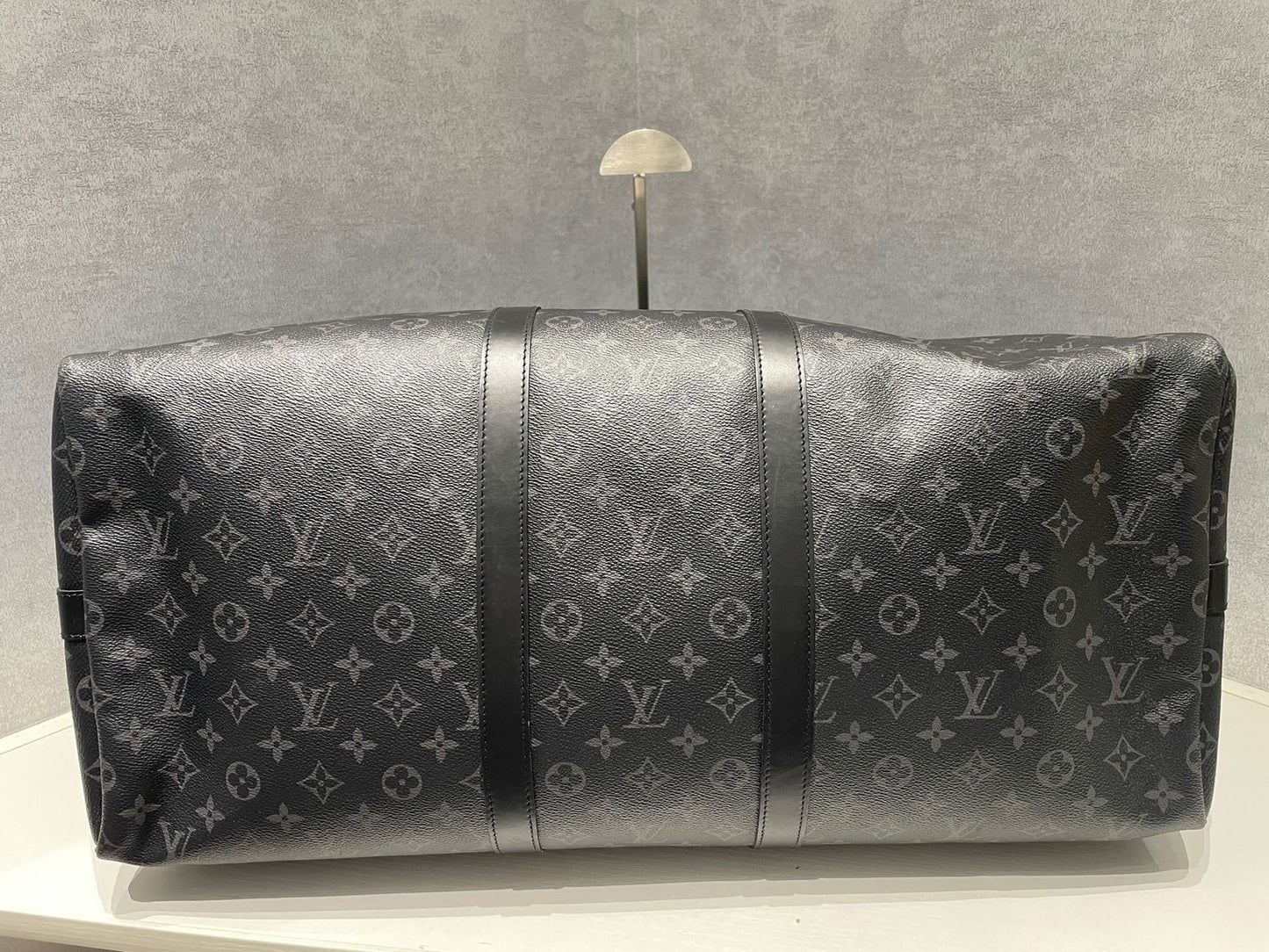 Louis Vuitton Keepall 55 Monogram Black Silver Unisex Travel Bag