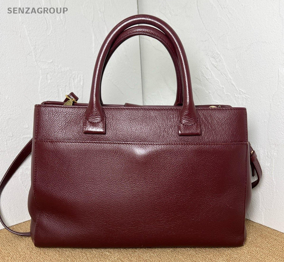 CHANEL CC Top Handle 2way Shoulder Handbag Vintage Women Wine Red