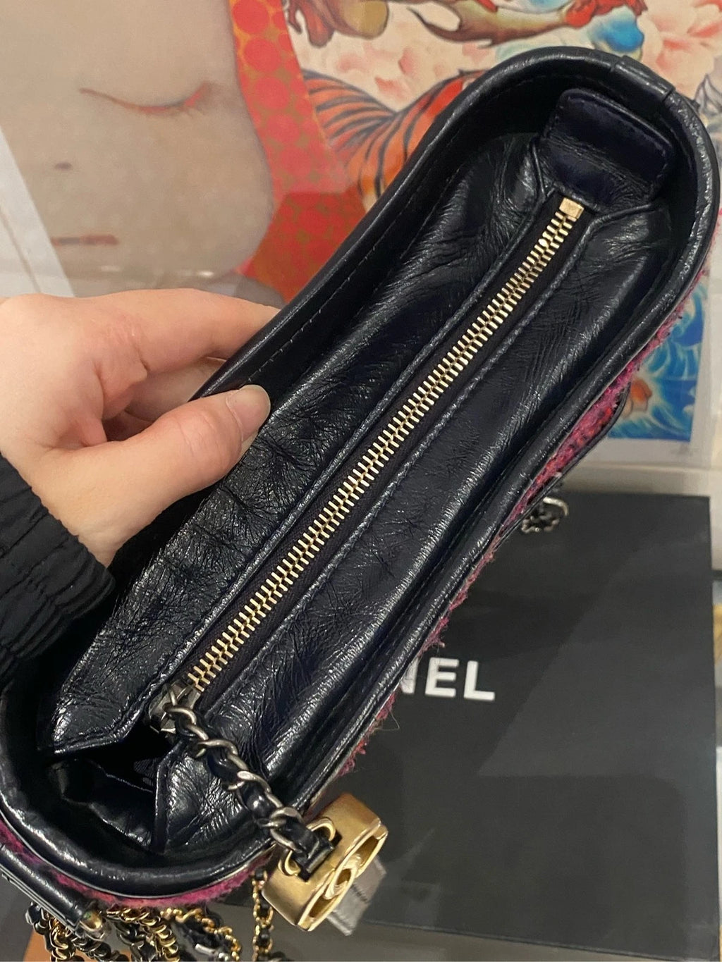 CHANEL Limited Tweed Woven Small Shoulder Bag Black Pink Women