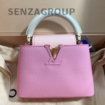 Louis Vuitton Capucines Mini Pink Gold Handbag Shoulder Bag Women Fashion
