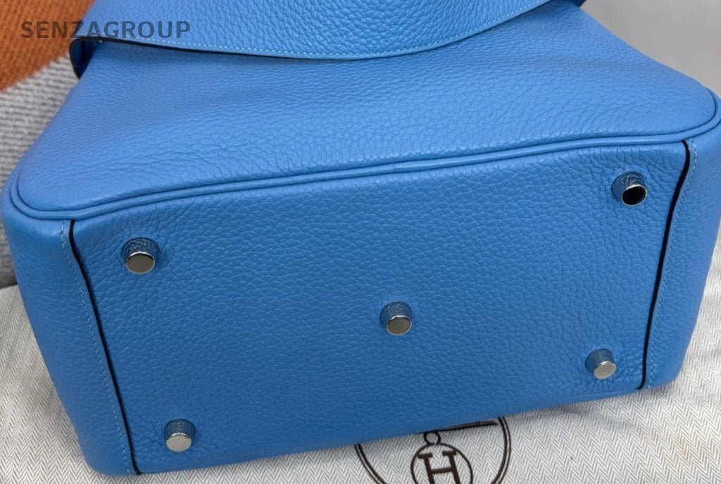 Hermes Lindy26 Shoulder Bag Blue Silver Used Women Classic Designer