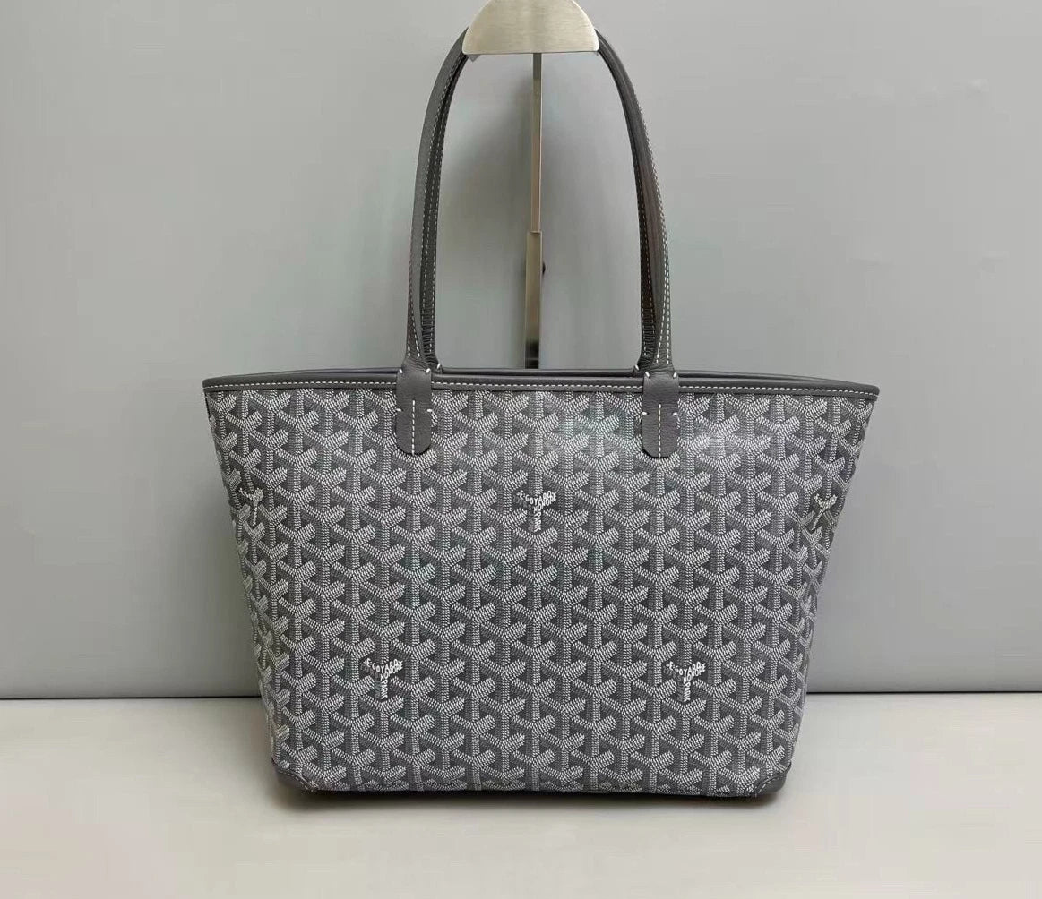 Goyard Monogram Tote Shooping Bag Shoulder Bag Gray Women Fashion