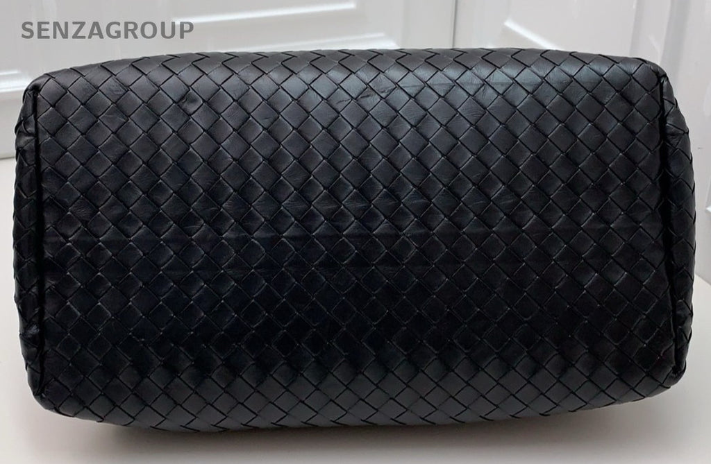 Bottega Veneta Classic Roma Intrecciato Top Handle Shoulder Crossbody Bag Black