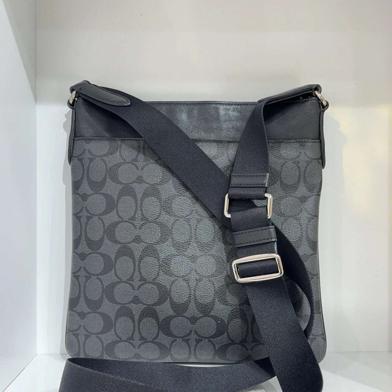 Coach Gray Monogram Canvas Shoulder Crossbody Bag For Women