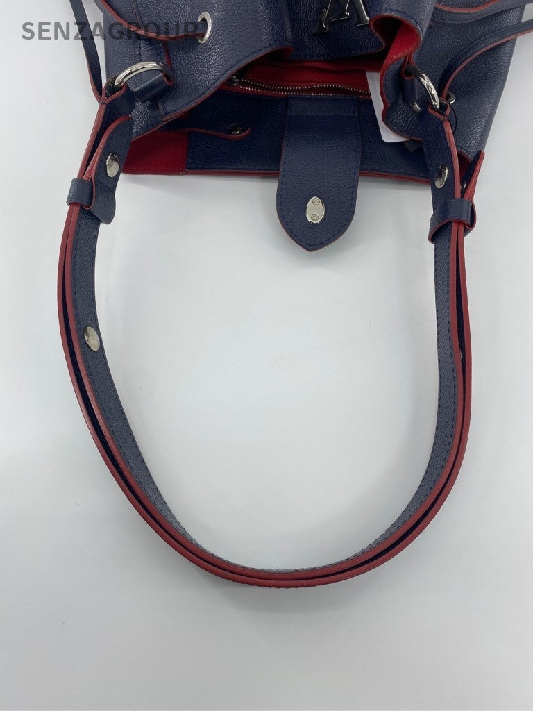 Louis Vuitton Neo Bucket Calfskin Shoulder Bag Blue Red Silver Women Classic