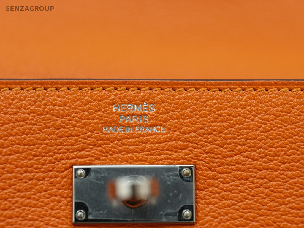 Hermes Kelly Wallet epsom Leather Orange Silver XP00104