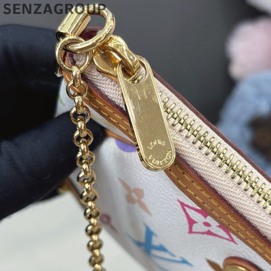 Louis Vuitton Monogram Chain Shoulder Bag White Multicolor Women Classic