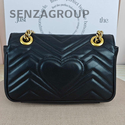 Gucci Marmont 22 Black Gold Chain Shoulder Crossbody Bag Women's Fashion