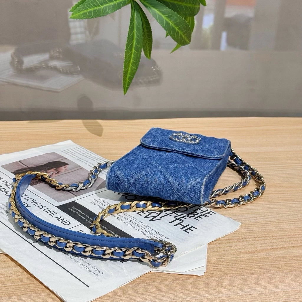 CHANEL Denim Phone Shoulder Crossbody Bag For Women
