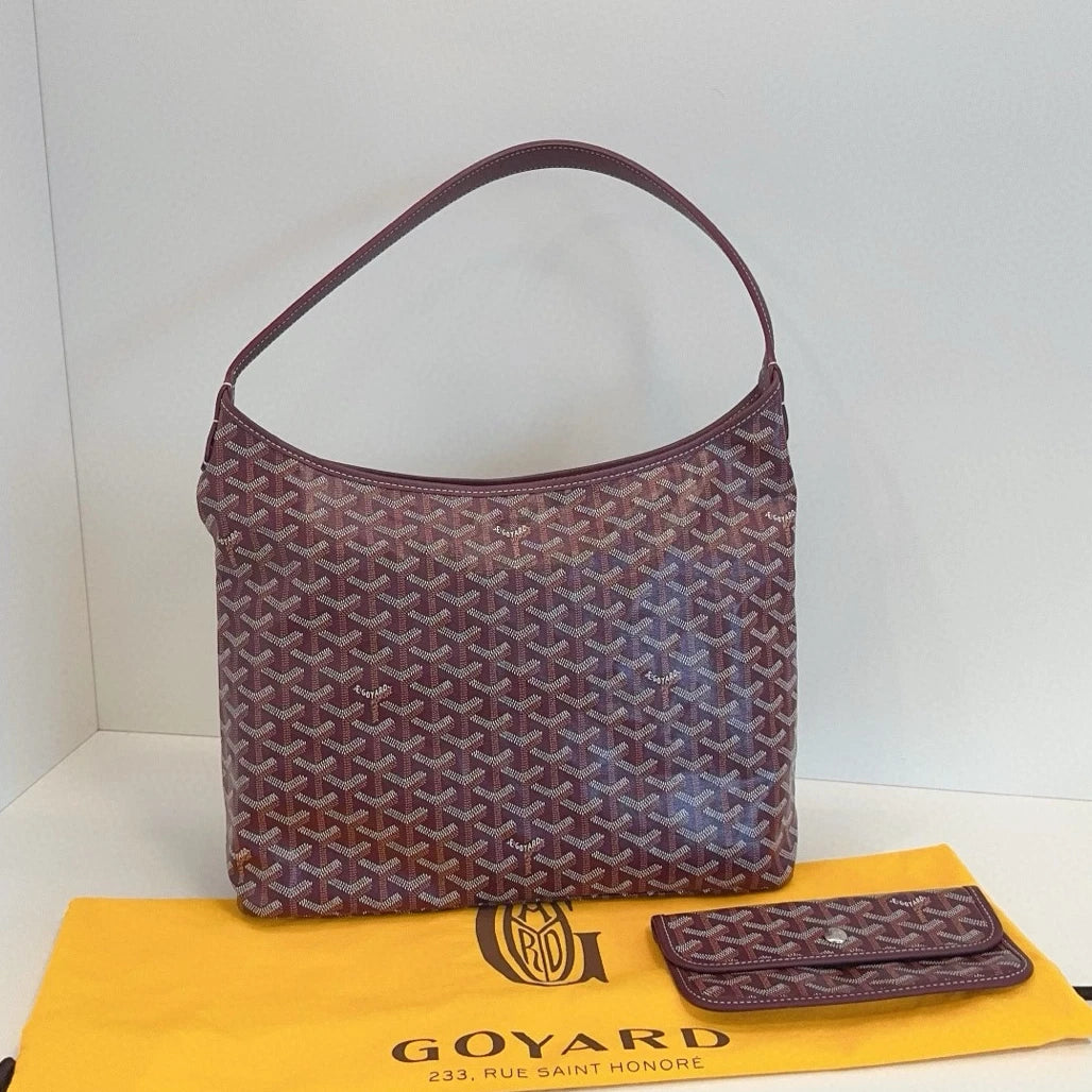 Goyard Boheme Hobo Shoulder Bag Red Silver Used Women Classic